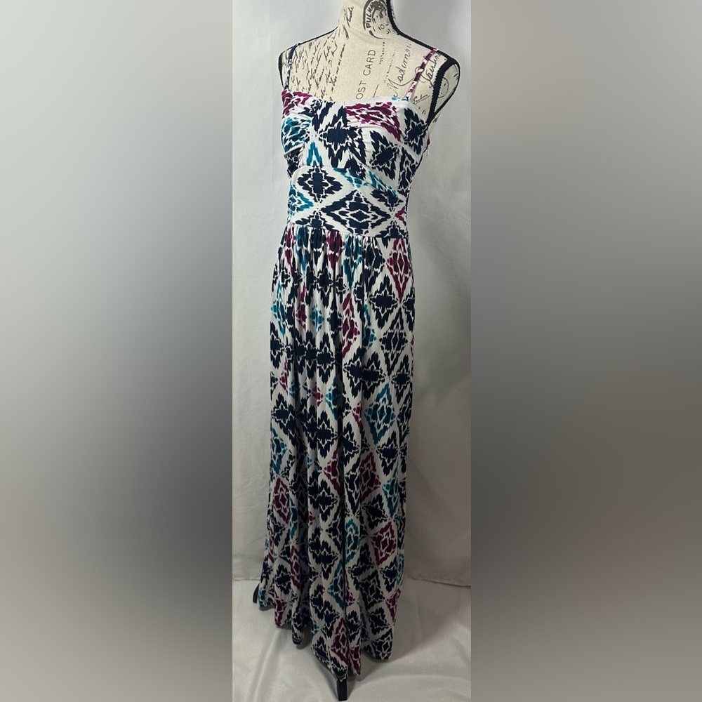 💜Printed Spaghetti-Strap Maxi Dress in Teal, Navy & Burgundy - Picture 13 of 14
